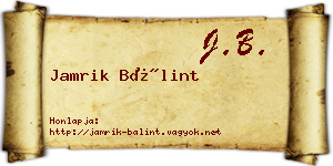 Jamrik Bálint névjegykártya
